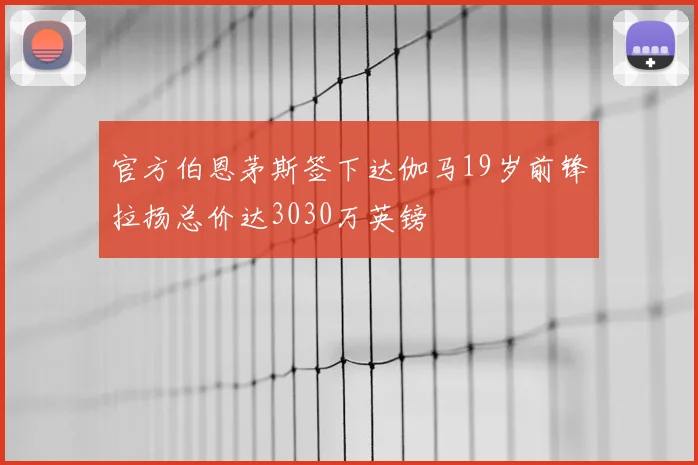 官方伯恩茅斯签下达伽马19岁前锋拉扬总价达3030万英镑